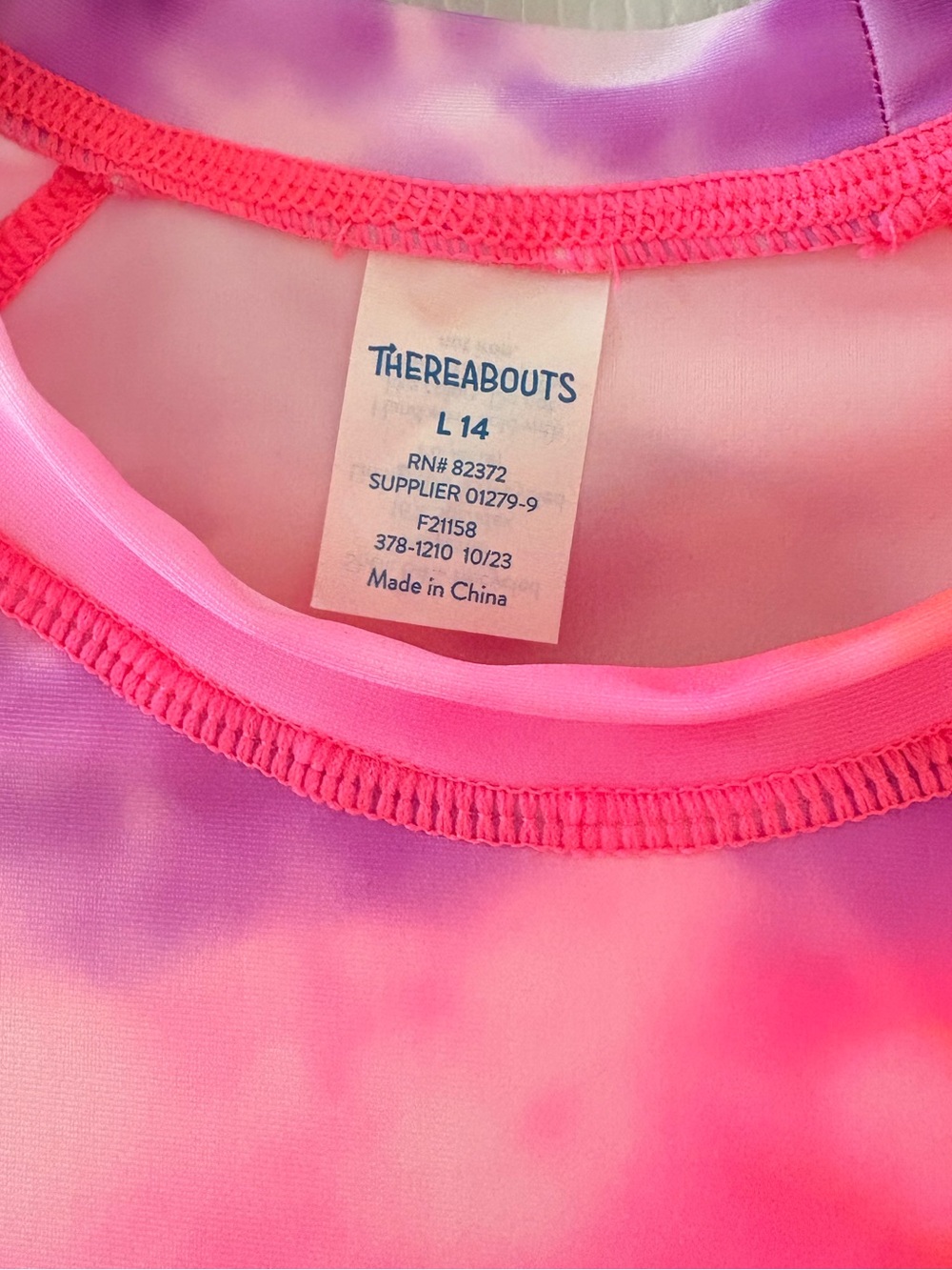 NWT Thereabouts Girls' Purple Tie-Dye Rash Guard 2 Pc Bathing Suit Set Size 14 - Picture 6 of 10
